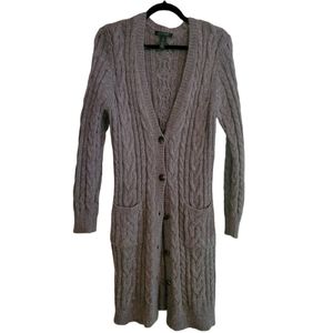 Lauren by Ralph Lauren Gray Cableknit Sweater | XL